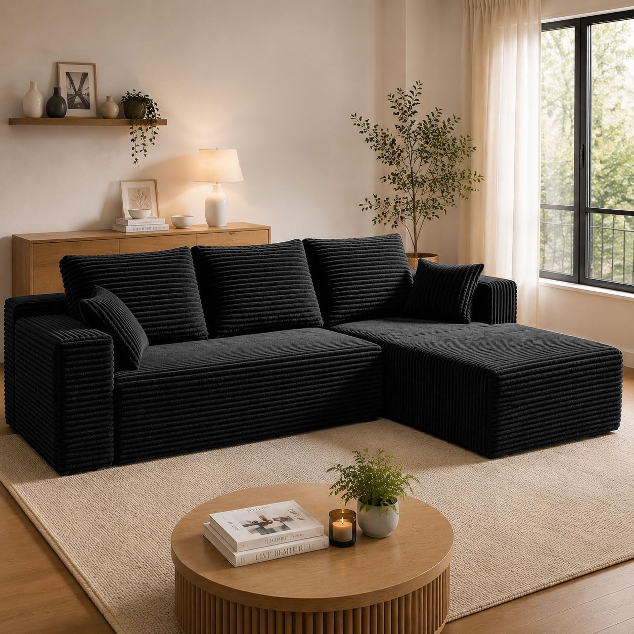 HOMMIDIKA BS701-RBK black right-chaise boneless modular sectional — Amazon product image 1