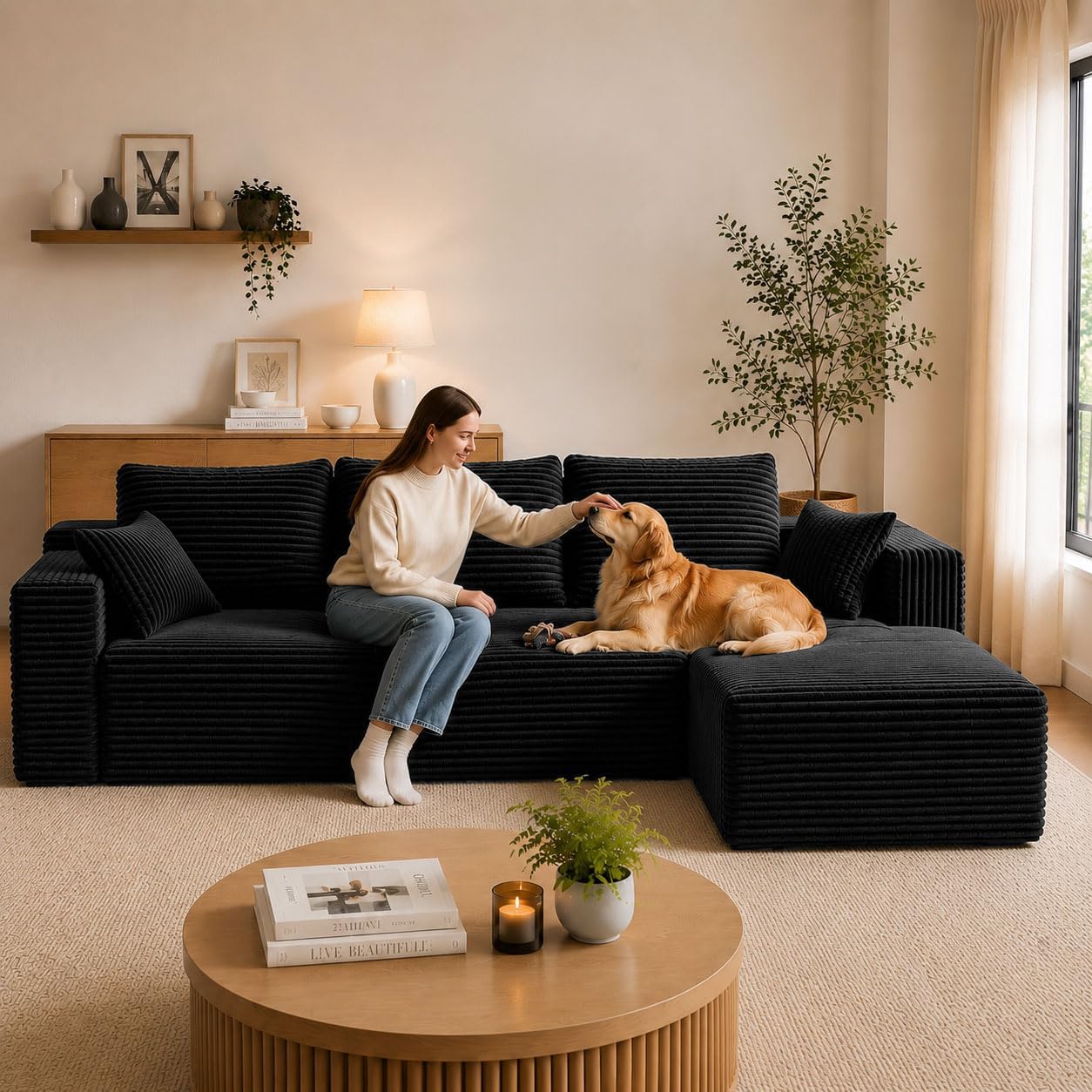 HOMMIDIKA BS701-RBK black right-chaise boneless modular sectional — Amazon product image 8